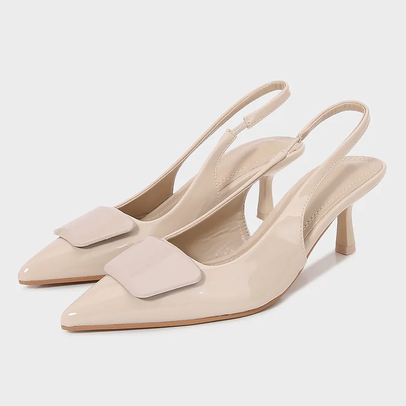 

High Heels Women Summer Modern Sandals Patent Leather 2025 Female Elegant Office Stiletto Brand Design Nude Party Dress Shoes