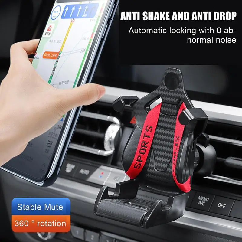 New Design Creative Recaro Racing Seat Phone Holder Univers-al Air Vent Stable Shock Resistant Car Navigation Holder Decoration