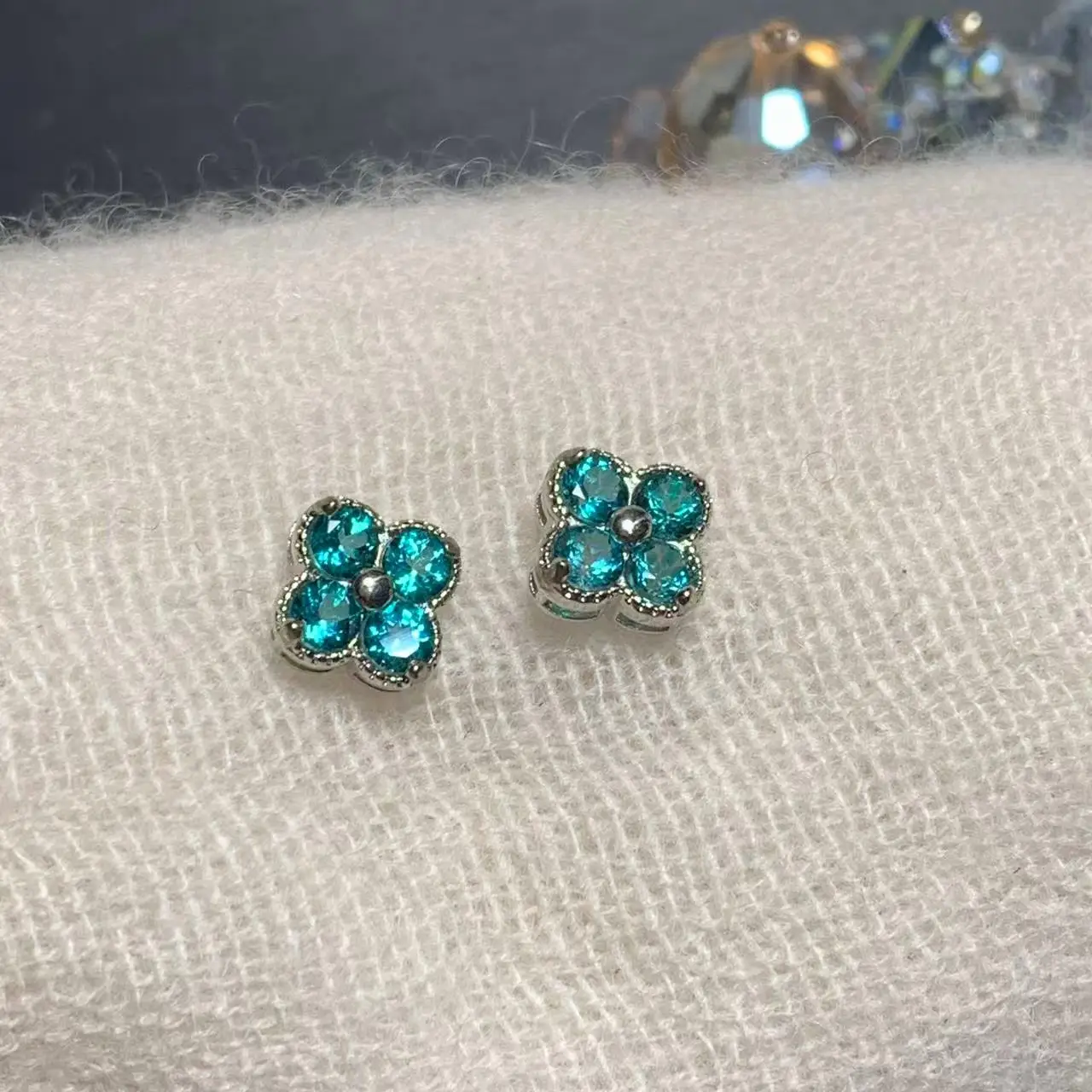 5 مللي متر الأزرق الطبيعي توباز وأقراط للنساء 925 فضة مجوهرات هدية مجوهرات الزبرجد بسيطة