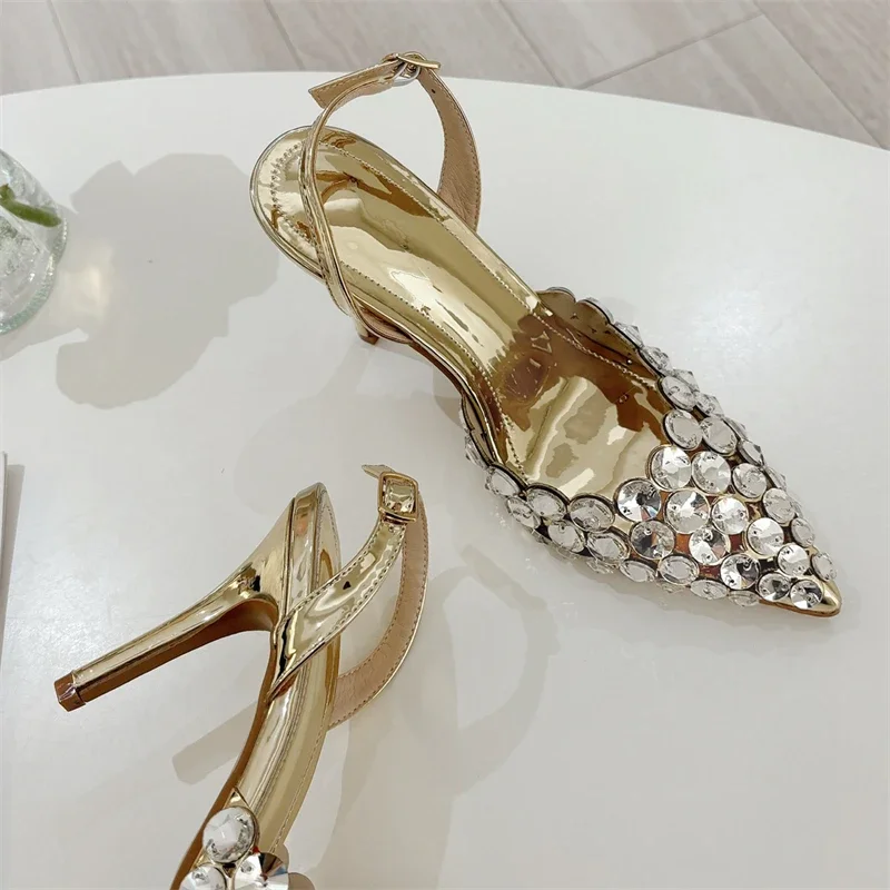 Eilyken Sexy Pointed Toe Women Pumps Elegant Crystal PVC Transparent Thin High Heels Slingback Party Prom Female Shoes image 2