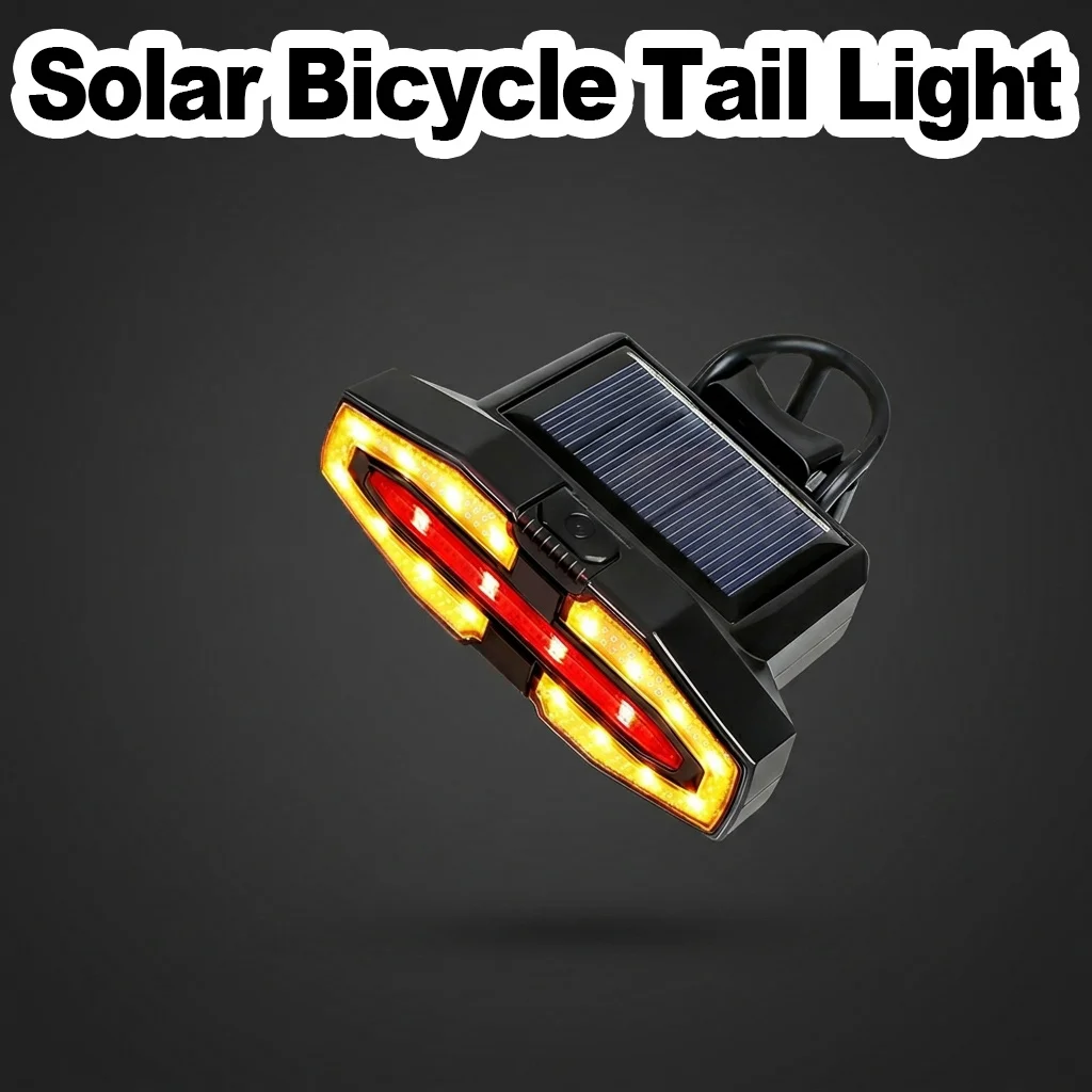Solar Bike Tail Light Wireless Turn Signals USB Rechargeable LED Bicycle Rear Light MTB Night Riding Safety Warning Accessories