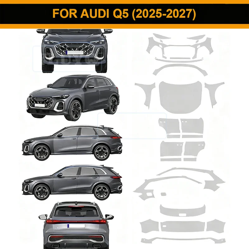 

For Audi Q5 2025 2026 2027 Car Paint Protection Film Front Doors Trunk Transparent Anti-scratch Body TPU PPF Pre-cut Sticker