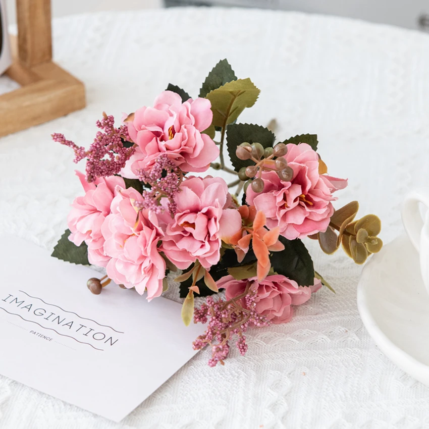 26cm billige künstliche Blumen für Hochzeit Seide Kirsche Vase für Wohnkultur Wohnzimmer Zubehör DIY Weihnachts kranz Sammelalbum