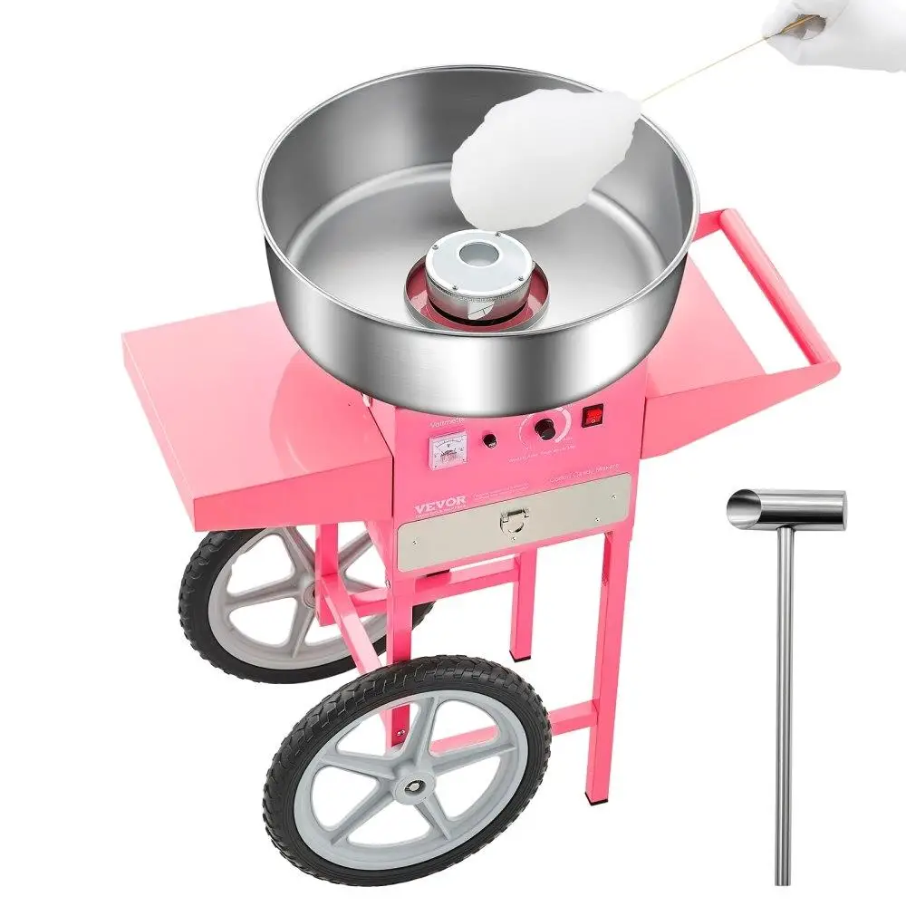 

Commercial Cotton Candy Machine with Cart 1000W Sugar Floss Maker for Parties Events