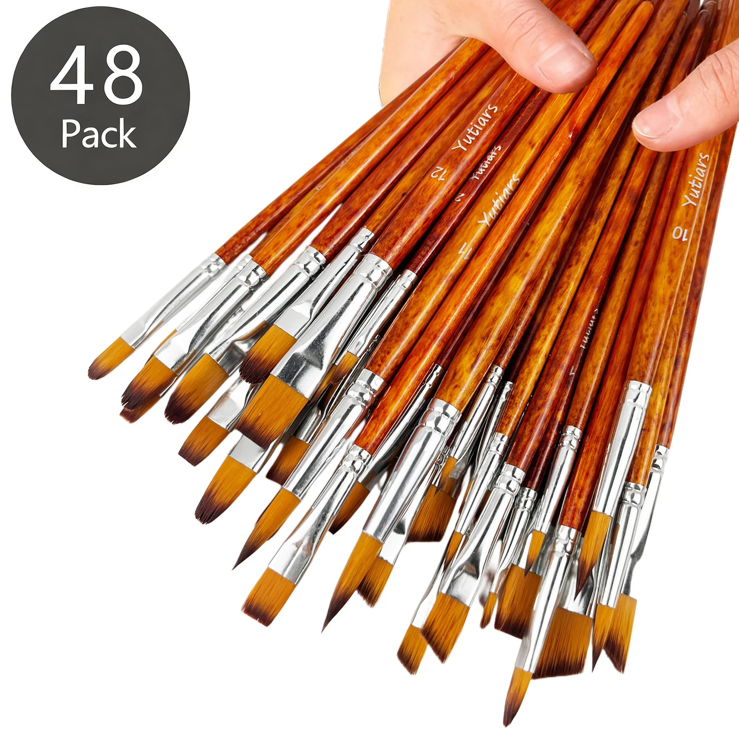 

48 шт./компл. DIY масляная акриловая живопись художественные кисти поставки нейлоновые волосы деревянная ручка набор кистей для акварельной краски обучение