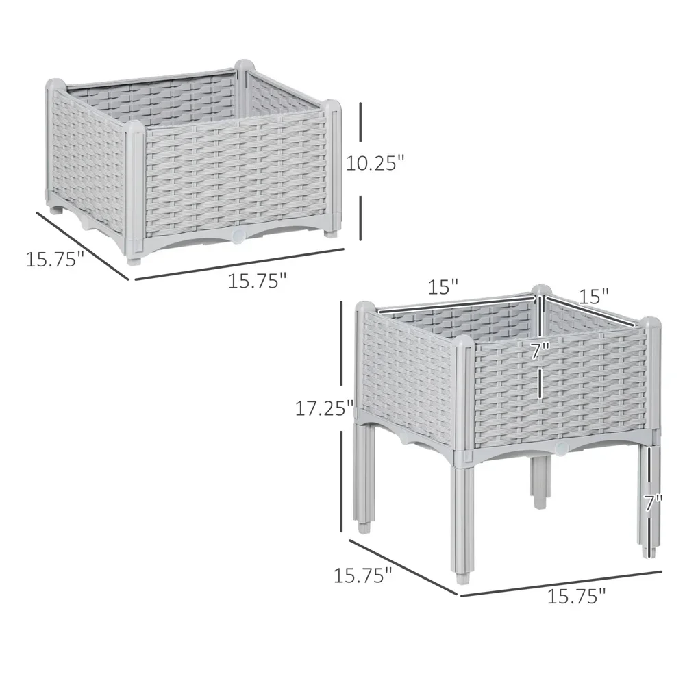 Elevated Raised Garden Bed Planter - above Ground Plastic Flower Vegetable Box for Patio Deck Balcony Standing Garden