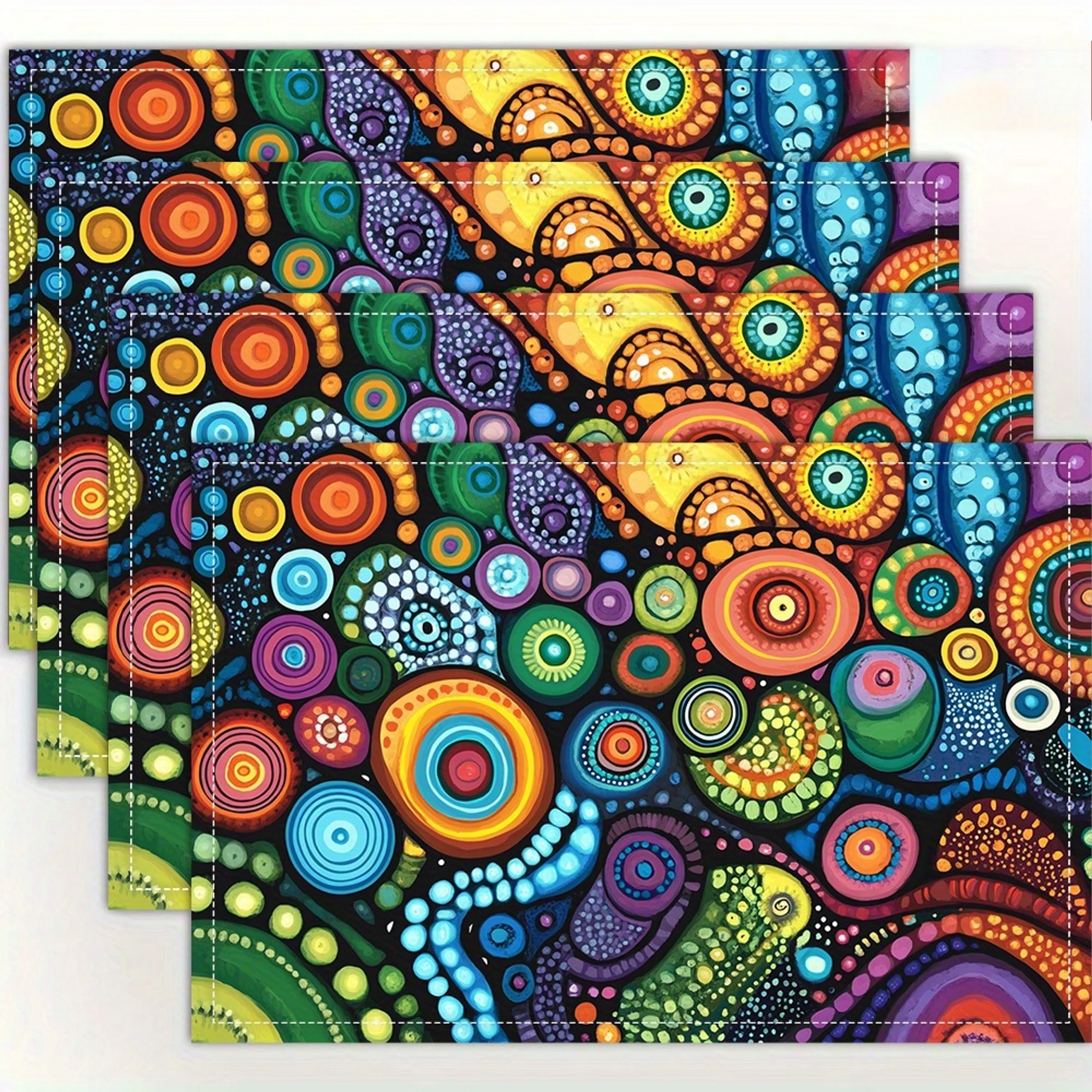 Retro Coffee Time Cup Bean Check Border Rectangular Placemats  Set Kitchen Coffee Bar Table Decor Mats 4PC 6PC 8PC Optional