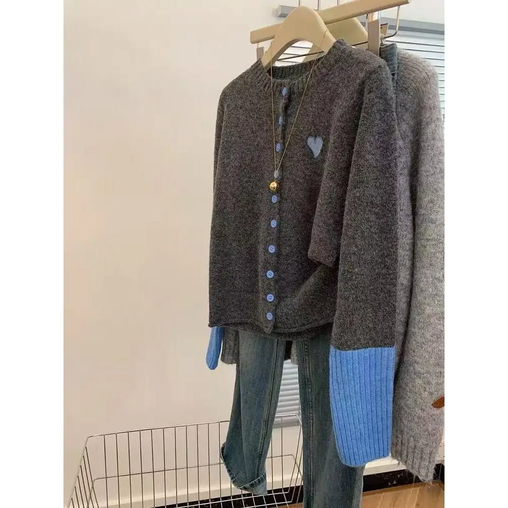 

ay Knitted Cardigan Sweater Women's Small Size Thiened Autumn Winter Inner Wear Outer Wear Base irt High Design Sense