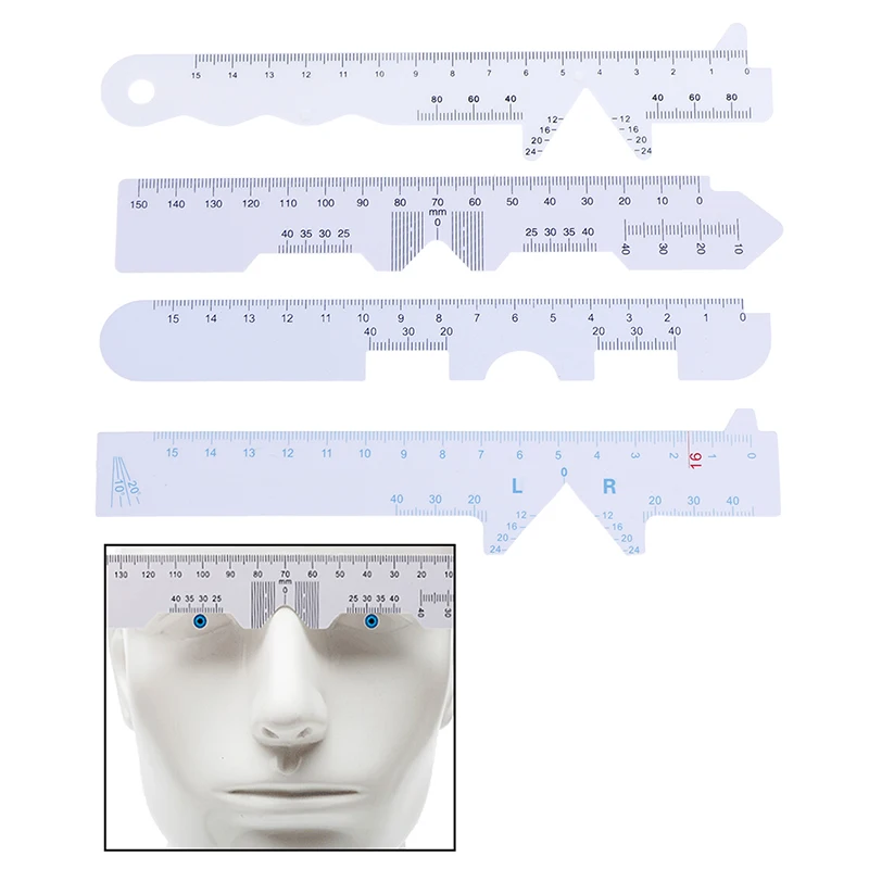 4 Types 4pcs/Set White Eye Straight Edge PD Ruler Pupillary Distance Rulers