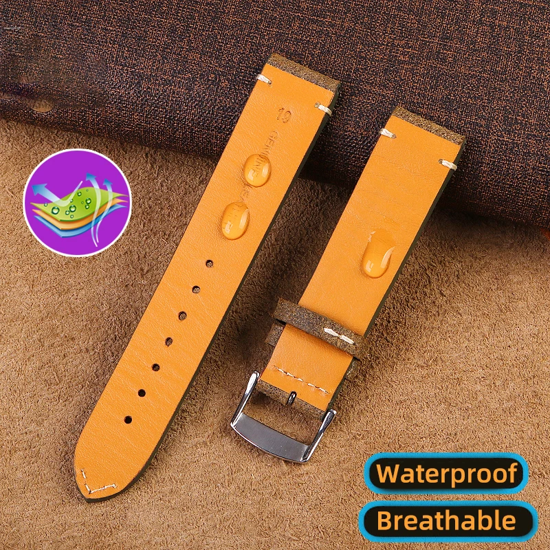 론진용 남성용 빈티지 가죽 시계, 리틀 주근깨 시계 스트랩, L28194932 밴드, 19mm 소프트 방수 액세서리 포함