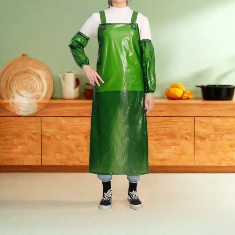 

Durable Waterproof Slaughterhouse Apron Wear-resistant Oil-proof Housework Apron Thickened with Sleeve Garden Overclothes Adult