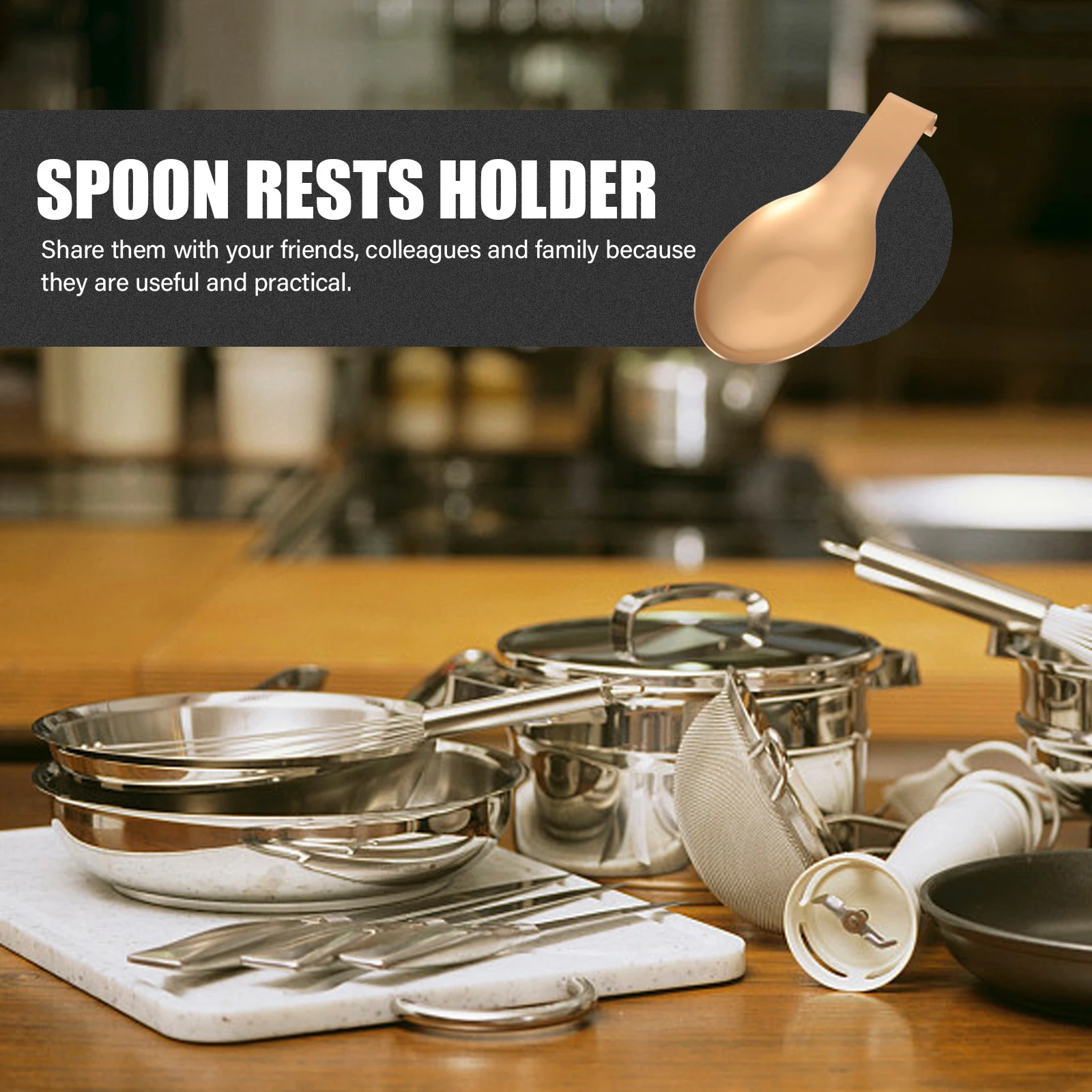 

2pcs Stainless Steel Spoon Rest Ladle St Kitchen Supplies Golden Scoop Holder Anti Rust Not Deform Suitable Families Hotels