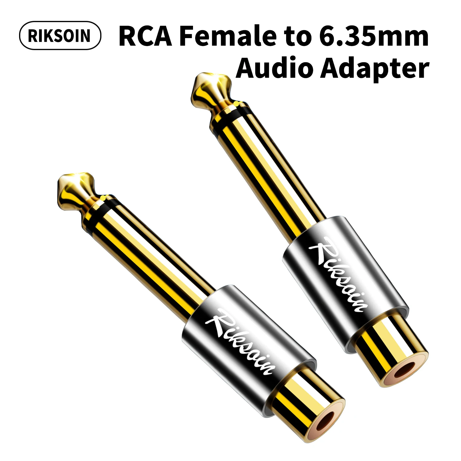 RIKSION 6.35 mm to RCA Audio Adapter, 6.35 mm 1/4 Inch TS Plug to RCA Female Adapter for Amplifier, Guitar, Mixing
