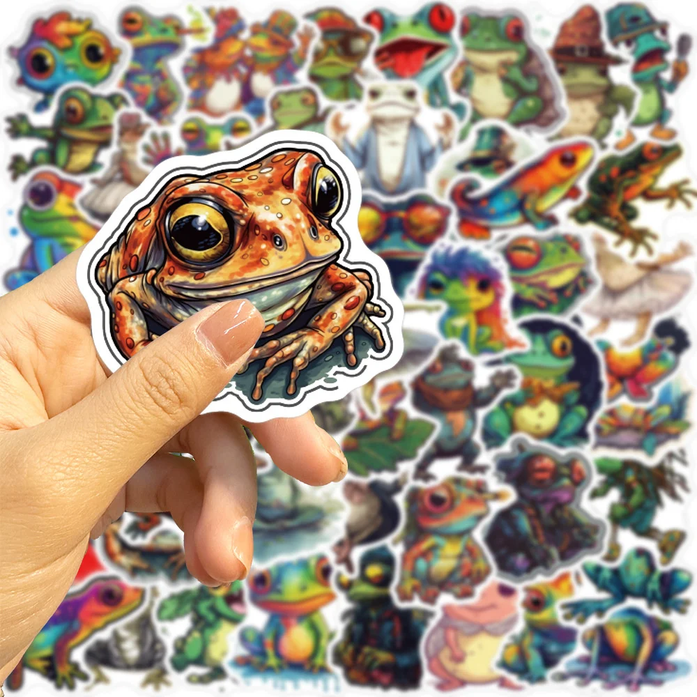 50pcs Psychedelic Frog Stickers For Guitar Laptop Helmet Scrapbook Suitcase Stationery Phone Vintage Sticker Craft Supplies