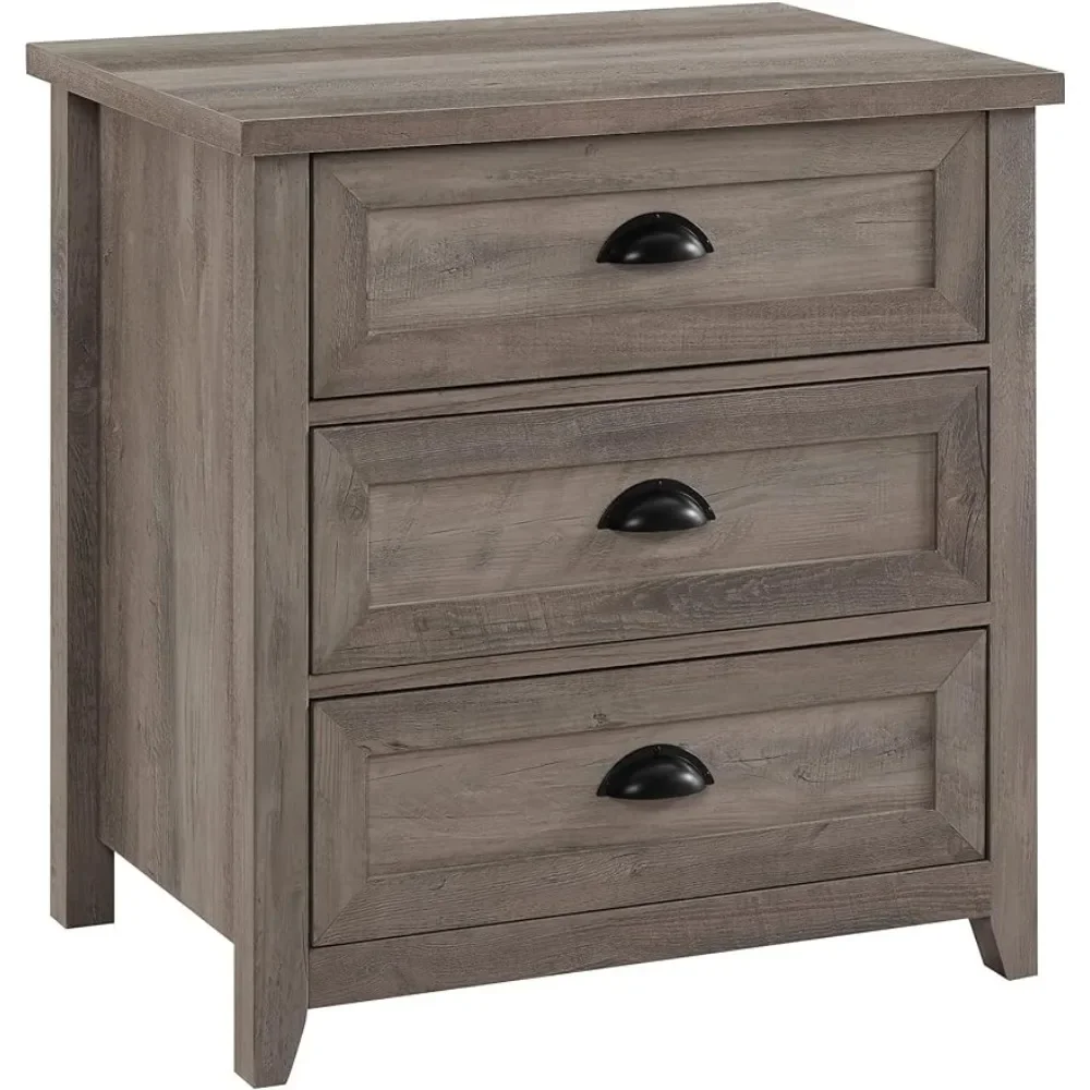 Modern Farmhouse 3 Drawer Framed Nightstand With Half-Moon Handles Home Furniture 25 Inch Bedside Table Bedroom Freight free