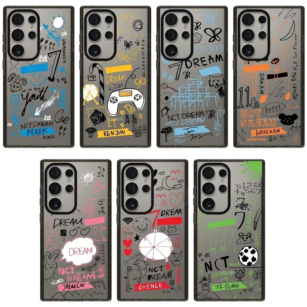 

Dream Graffiti Acrylic Black Border Case for Samsung Galaxy S24 S23 S22 Ultra S24+ S23+ S22 Plus Cover Protective Shell