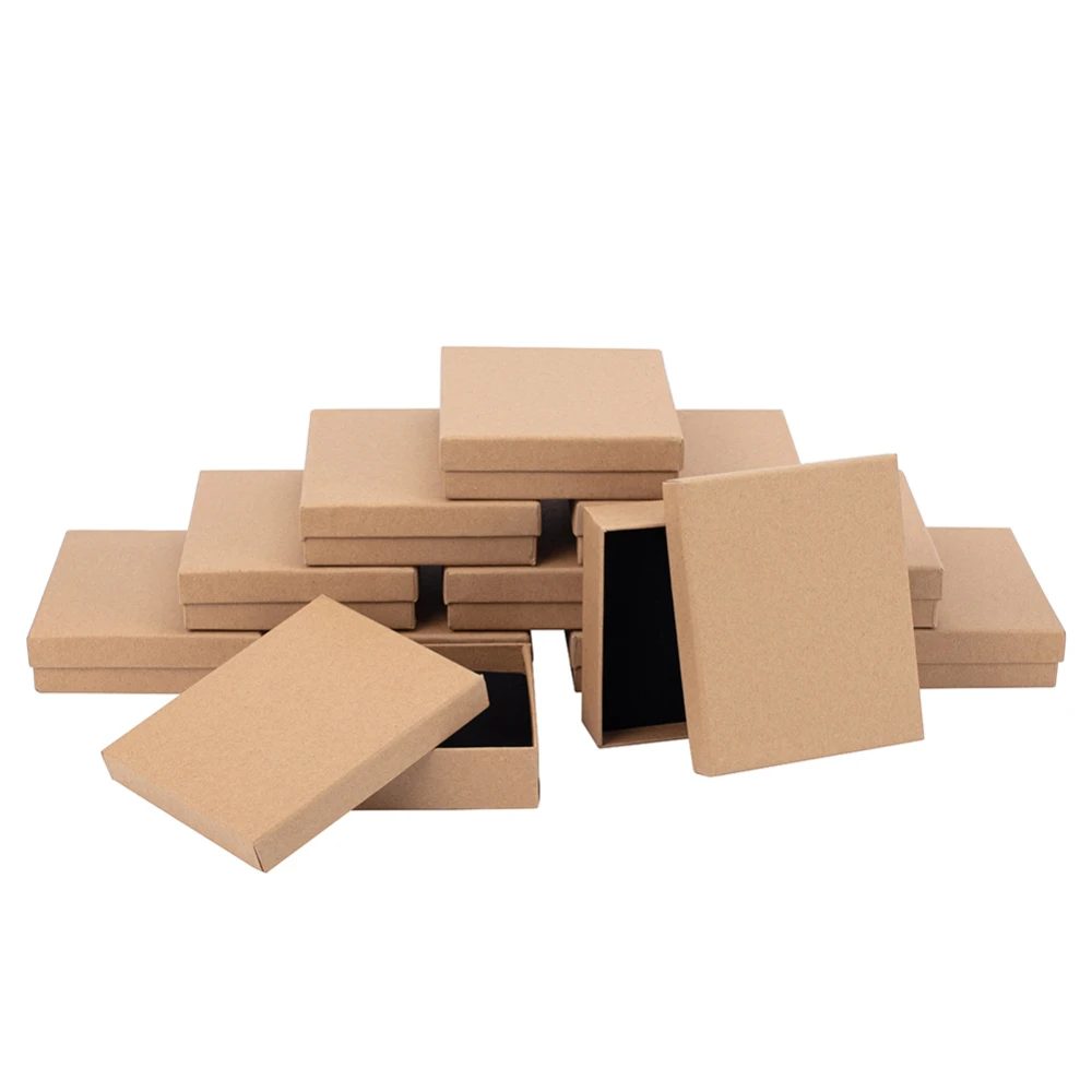 

8pcs/lot Kraft Paper Packing Box Rectangle Cardboard Jewelry Storage Containers Party Wedding Necklace Earrings Ring Decor Case