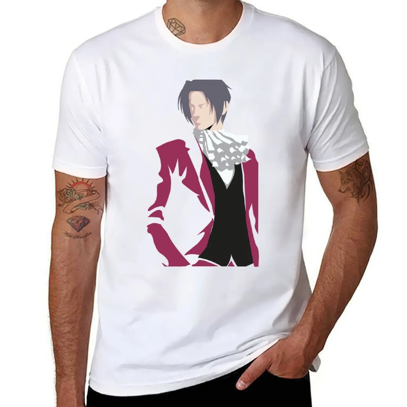 

Ace Attorney Miles Edgeworth T-Shirt man t shirt cotton man t shirts high quality luxury brand T-Shirt