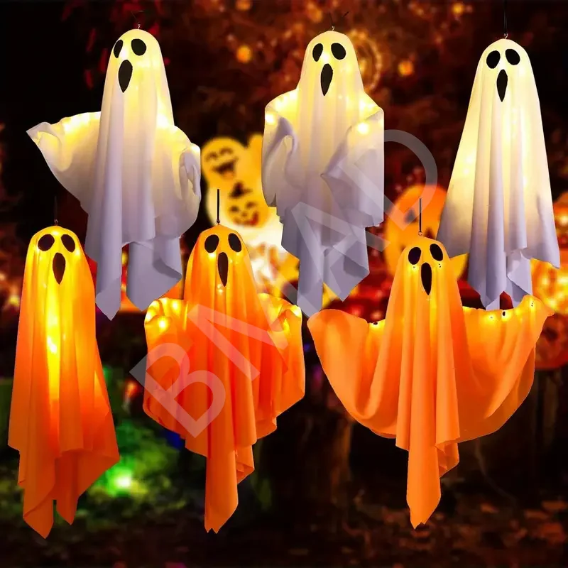 Supply Wedding Venue - เรืองแสงฮาโลวีนไฟ LED น่ากลัวแขวน Ghost Decor สยองขวัญประตู