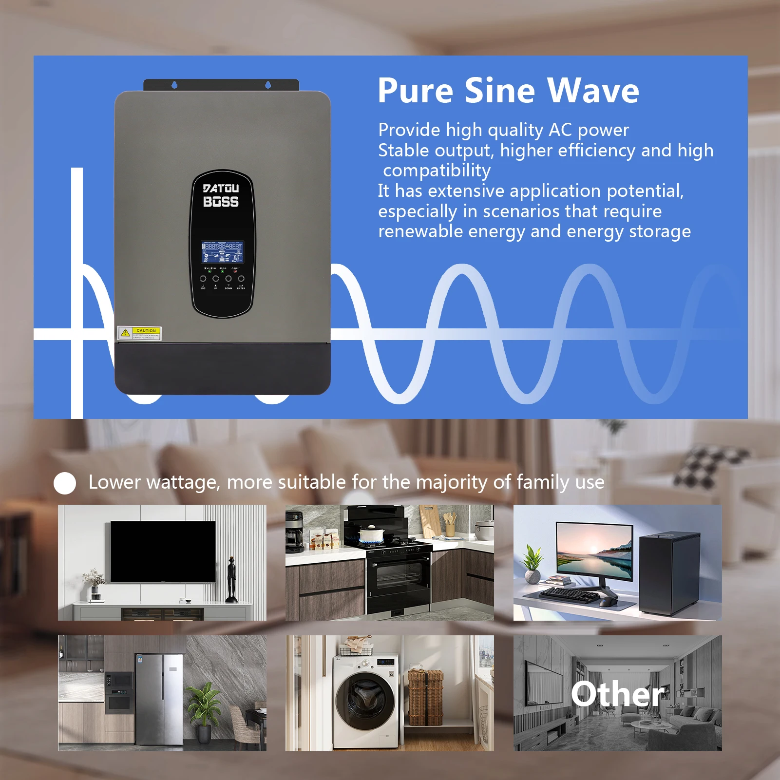 DATOU BOSS-inversor Solar de onda sinusoidal pura, dispositivo con pantalla LCD, soporte de Control remoto, 7kw, 48v, CC a 220v, CA, 50Hz