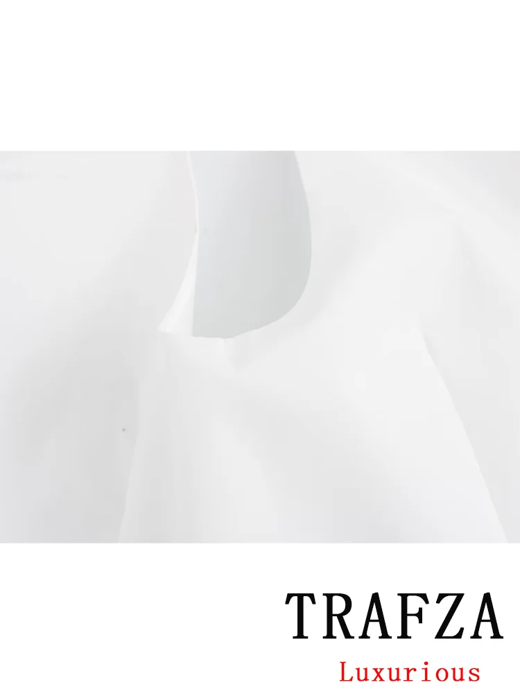 TRAFZA-Vestido corto recto de verano para mujer, minivestido blanco liso con espalda descubierta y cremallera, Estilo Vintage e informal, a la moda, 2024