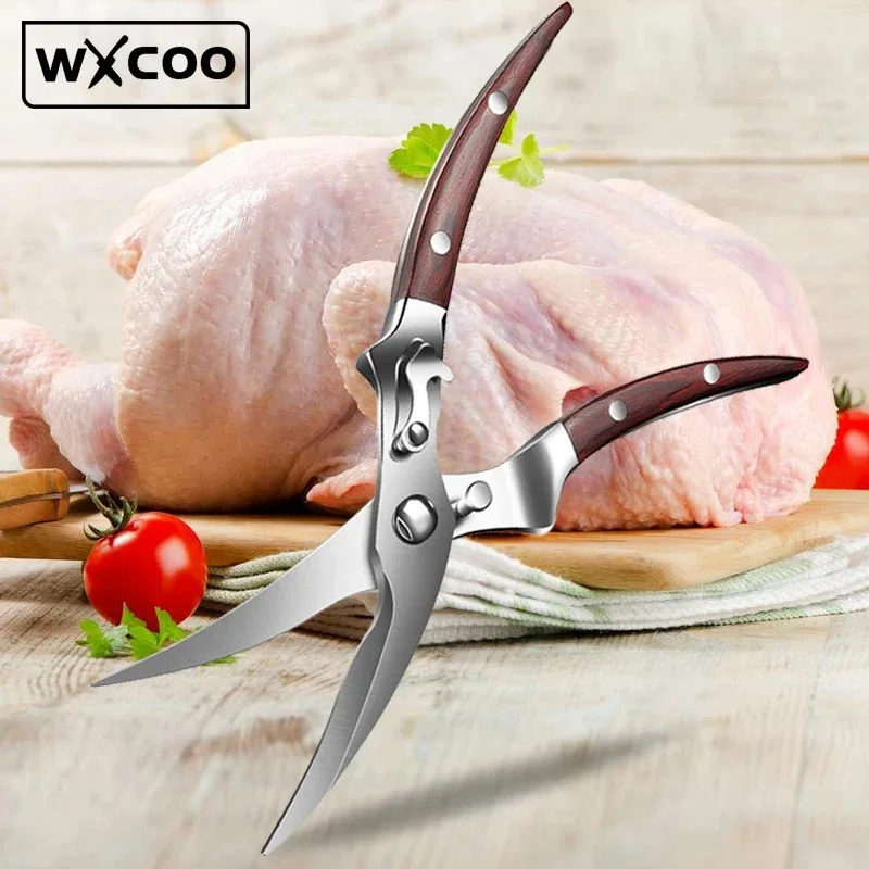 WXCOO Kitchen Scissors Fish Chicken Bone Poultry Shears Vegetable Cutter Stainless Steel Shear Kitchen Cooking Duck Butter