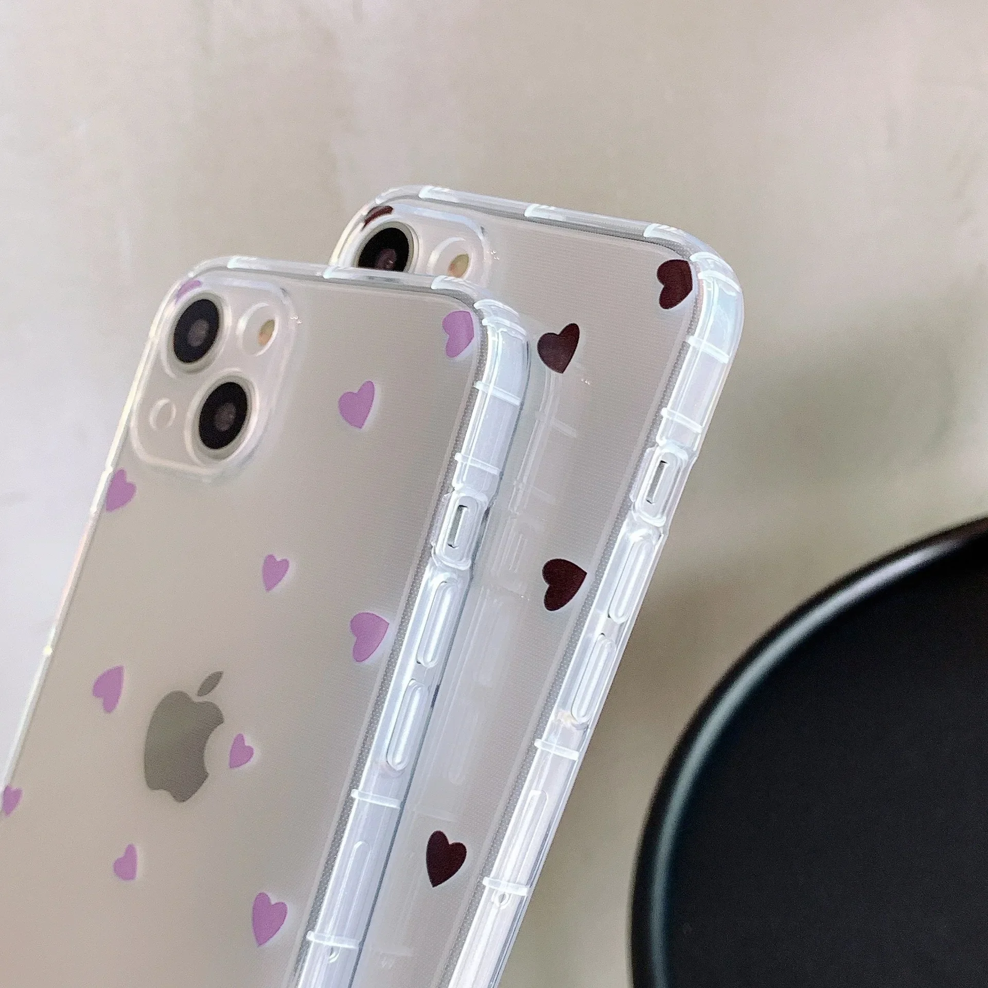 Funda de teléfono para iPhone 16, 15, 14, 13, 12, 11 Pro Max, Mini, 7, 8 Plus, SE, transparente, Simple, corazón de amor, TPU suave para iPhone 13,