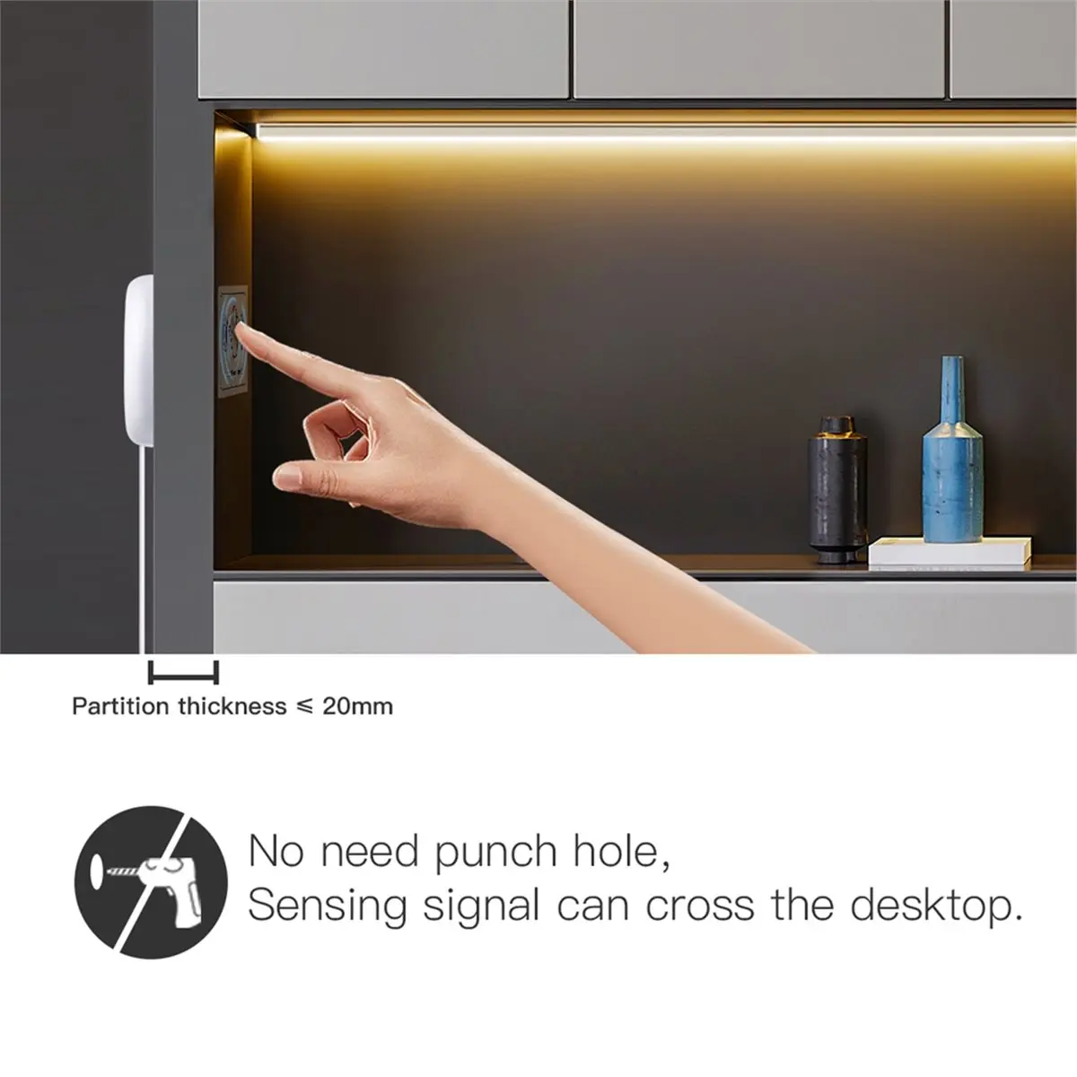 【Some】Smart Touch Sensor LED Light Switch Dimmer 12V-24V Penetrable Wood Panel/Mirror 20mm,Hand Scan Induction Switch DC A