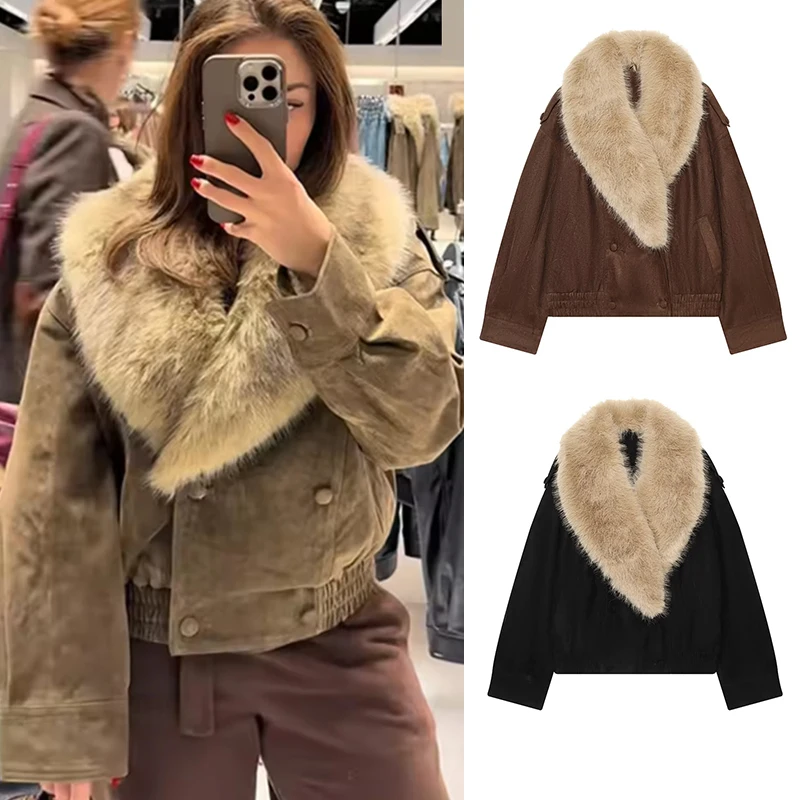 Women's Winter Coats & Jackets 2026 New Chic Fur Collar Elegant Women's Loose Warm Jackets Winter Street Fashion Youth Coats