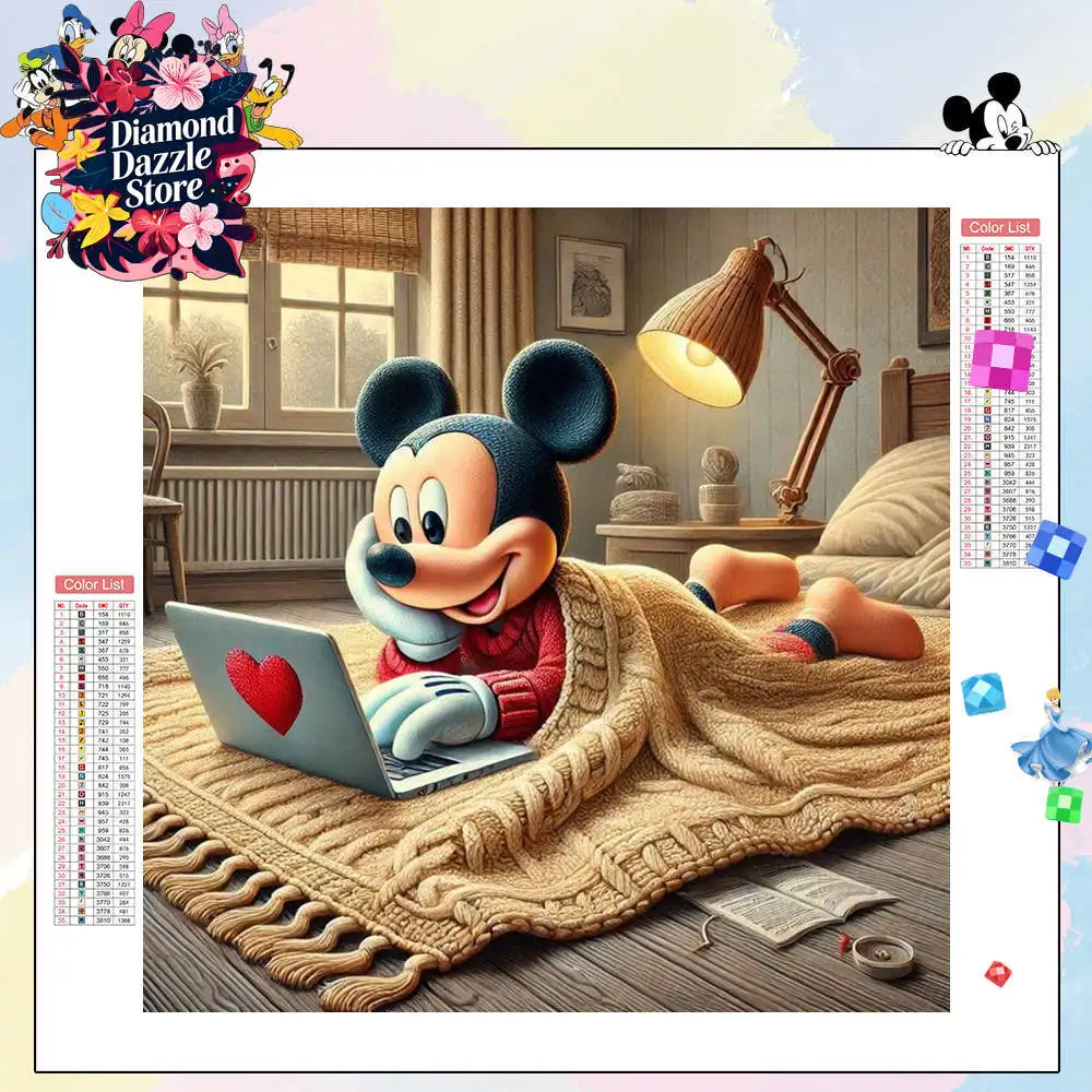 

Disney Diamond Painting Kits Mickey Mouse Acrylic Picture of Rhinestone 5D Full Round Diamond Embroidery Art Cartoon New