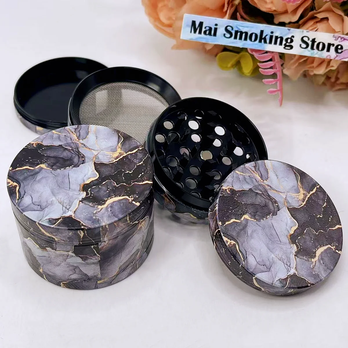 

Металлическая 4-слойная ручная мельница для специй и трав из мрамора, 2 дюйма, для перца, соли, табака, инструмент для курения сигарет