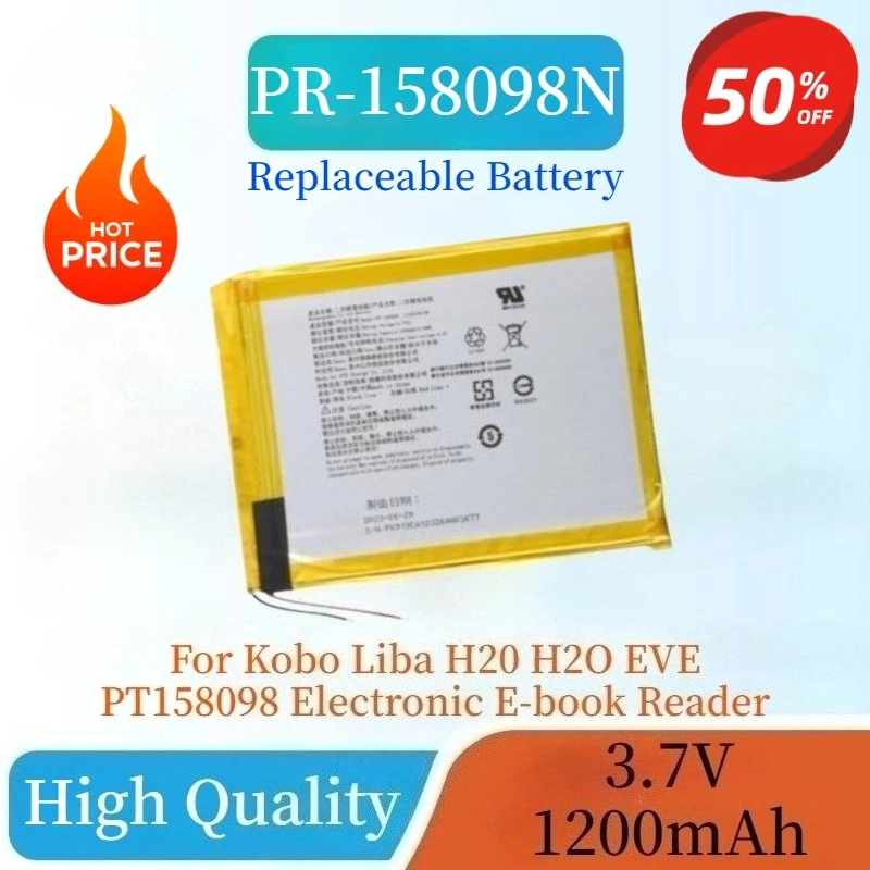 

New PR-158098N Rechargeable Battery 3.7V 1200mAh for Kobo Liba H20 H2O EVE PT158098 Electronic E-book Reader Li-ion Battery