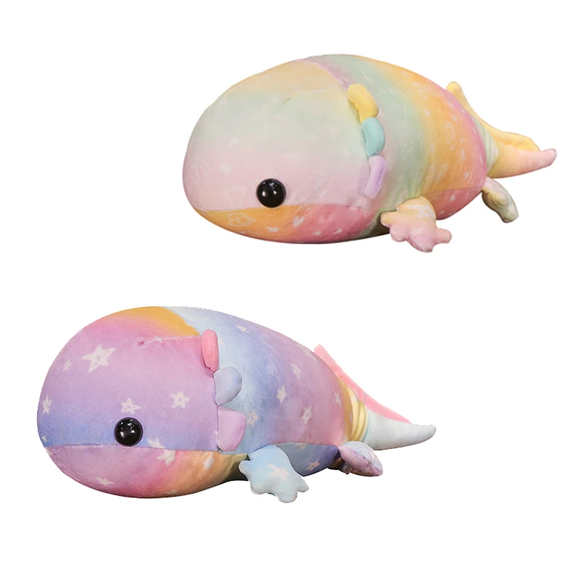 Muñeco de peluche suave y blando para niños, muñeco de salamandra, Axolotl, Animal submarino, estrellas, corazones, impresión, 37/46/58cm