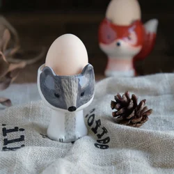 Creative Fox Egg Tray Ceramics Egg Boiler Squirrel Shap Tableware Decoration Lovely Kitchen Tools Egg Cups Egg Holder ZL006