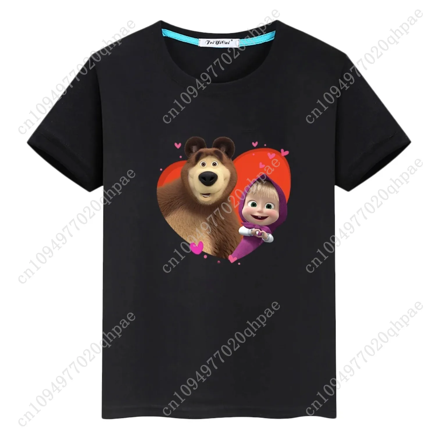 أنيمي الدب طباعة تي شيرت للأطفال الصبي 10 سنوات قميص جذاب Kawaii بلايز y2k قطعة واحدة 100% القطن الرسوم القصيرة الفتيات الملابس #5