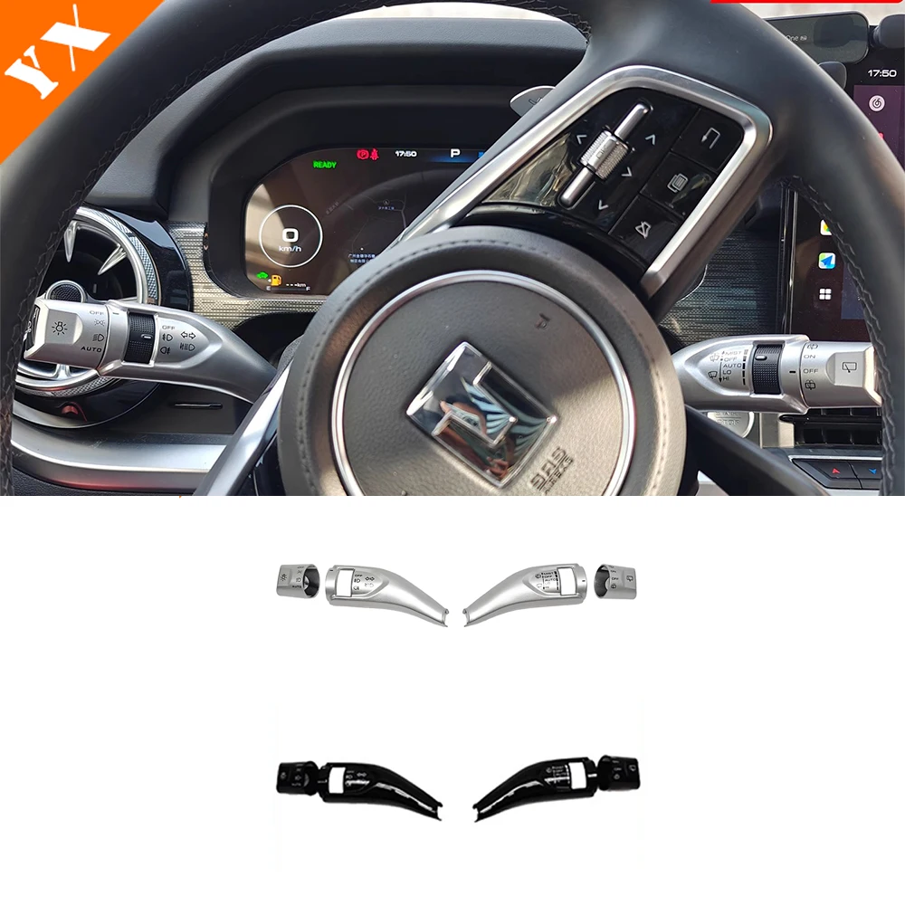 

2022-2025 For GWM Great Wall Tank 300 accessories Black Silver Trim Car Steering Wheel Shift Paddles Decor Cover Garnish 2pcs