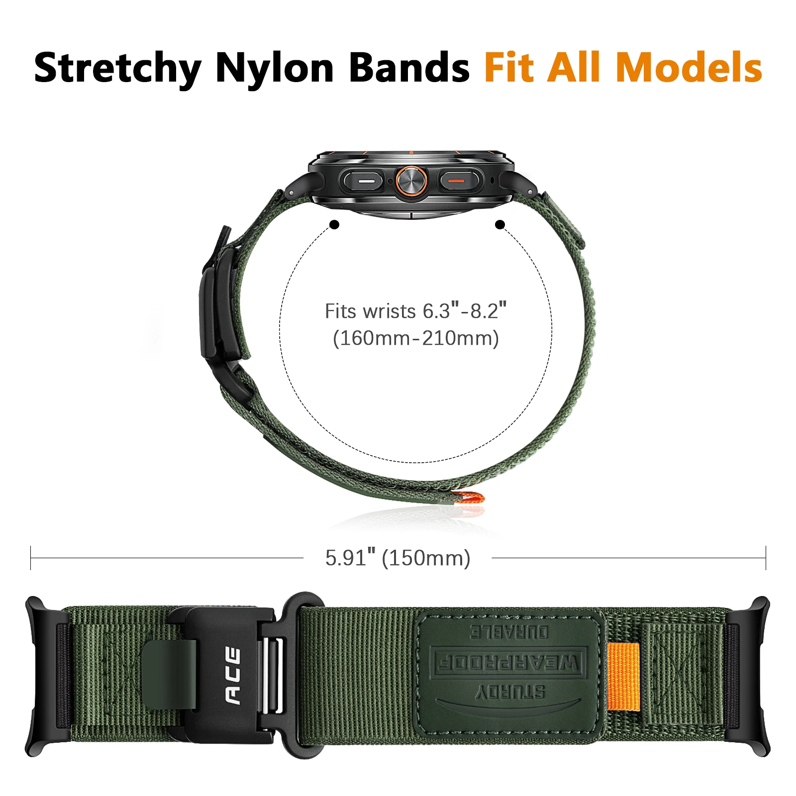 Suitable for Samsung Galaxy Watch Ultra 47mm Adjustable Single-Loop Ultra-Thin Nylon Magnetic Bands (2025/2024)