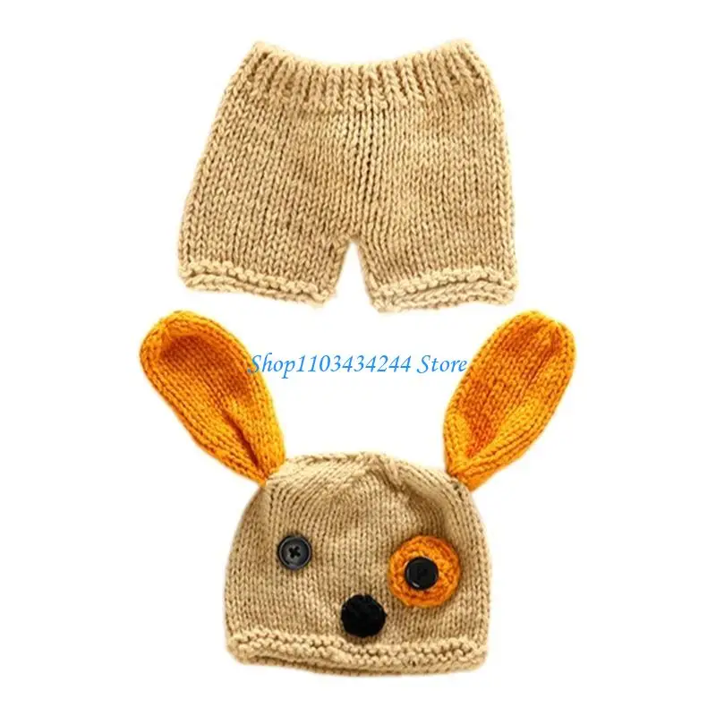 الكلب الأذن بونيه قبعة السراويل الزي ملابس التقاط الصور موضة التصوير الدعائم لحديثي الولادة صور تبادل لاطلاق النار زي الملابس #4