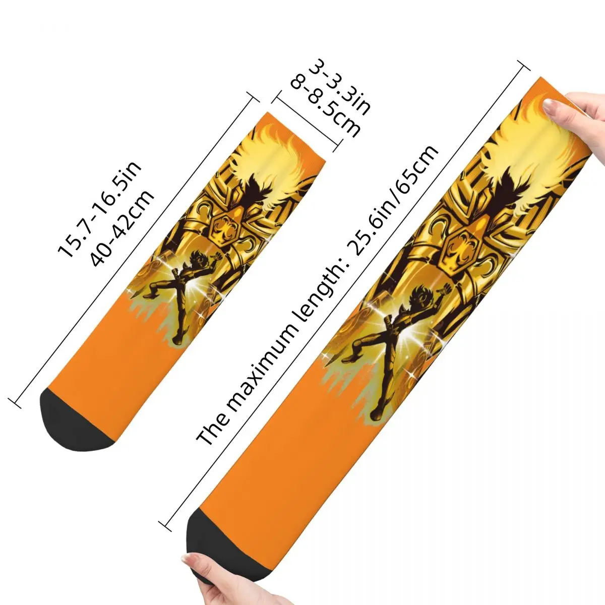 Funny Crazy compression Sock for Men Pegasus Gold Hip Hop Harajuku Saint Seiya Happy Seamless Pattern Printed Boys Crew Sock