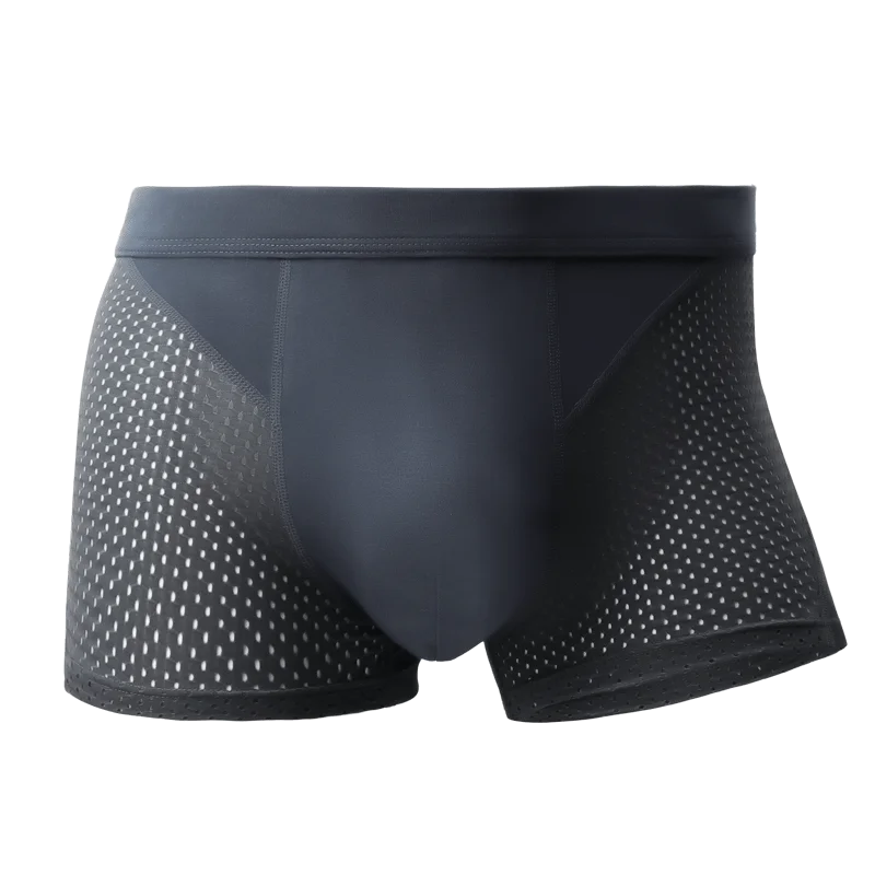 3-Pack of Ice Silk Men's Boxer Briefs for Men, Summer Thin Underwear, Men's Mesh Breathable Boxer Briefs, Boys' Shorts