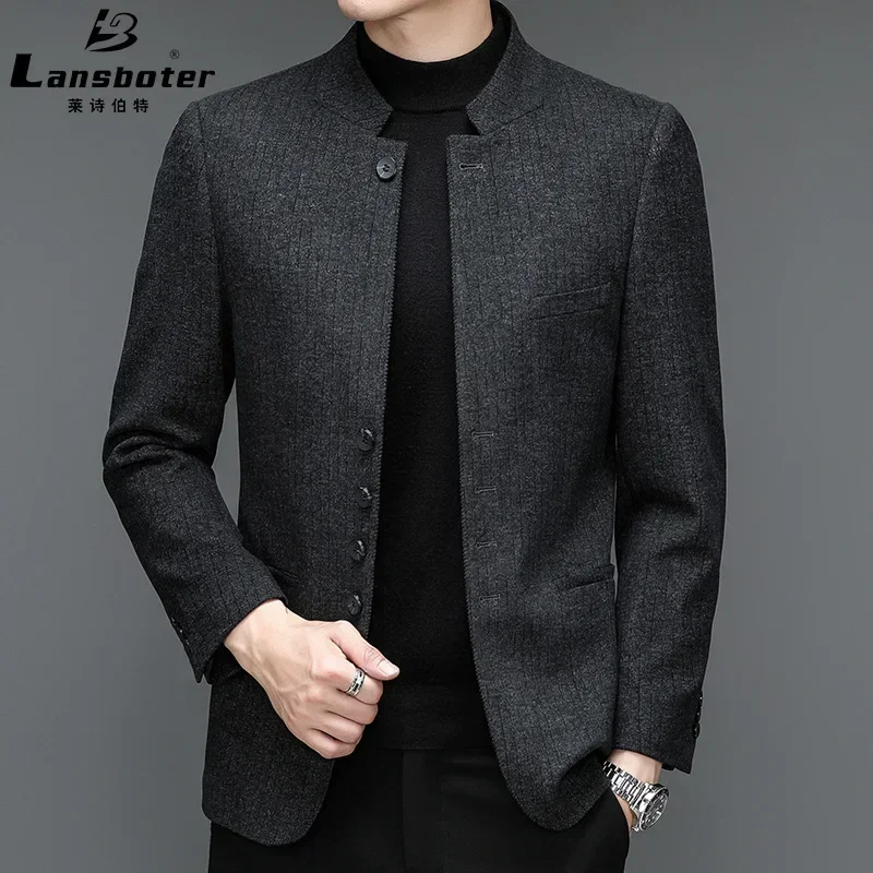 

HOO 2024 Men's Autumn New Stand Collar Casual blazer Youth Slim Stretch blazer