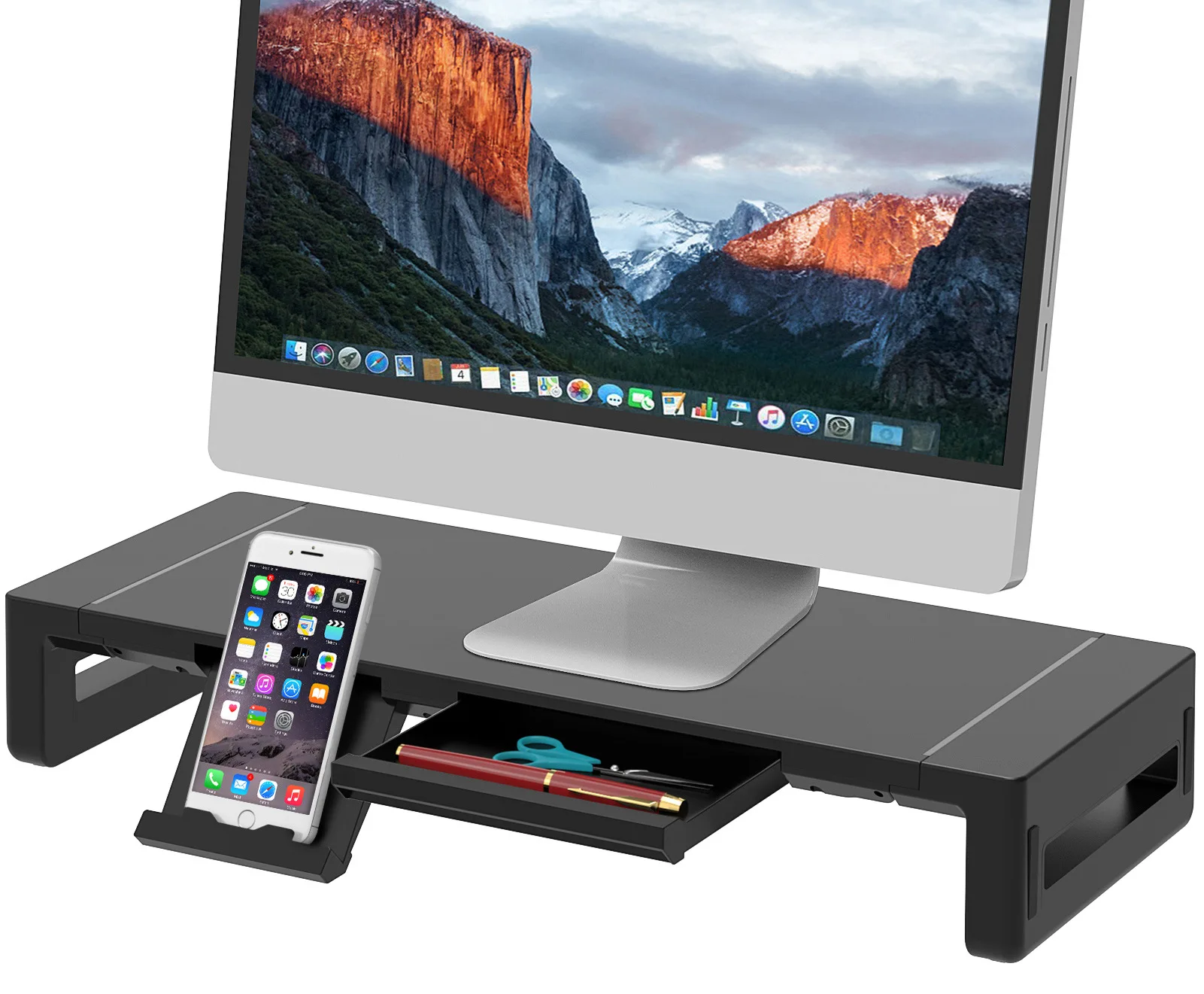 

Foldable Monitor Stand with USB Computer Riser Desktop Shelf with Storage Adjustable Monitor Holder for Desktop Organization