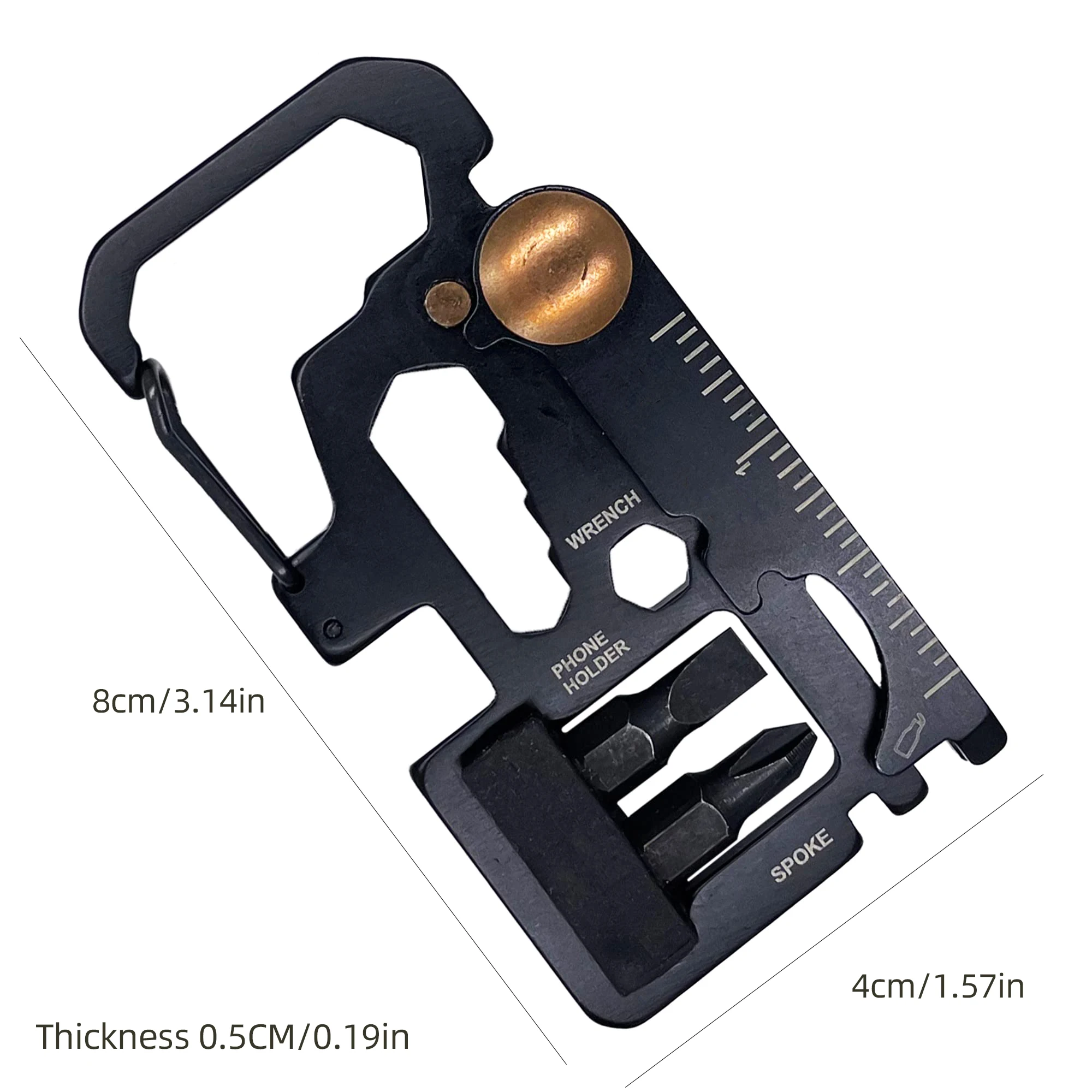 Multi-tool Wallet Pocket Card - Credit Card Size Multi-function Bottle Opener, Can Opener, Pocket Knife, Locking Clasp - 14 in 1