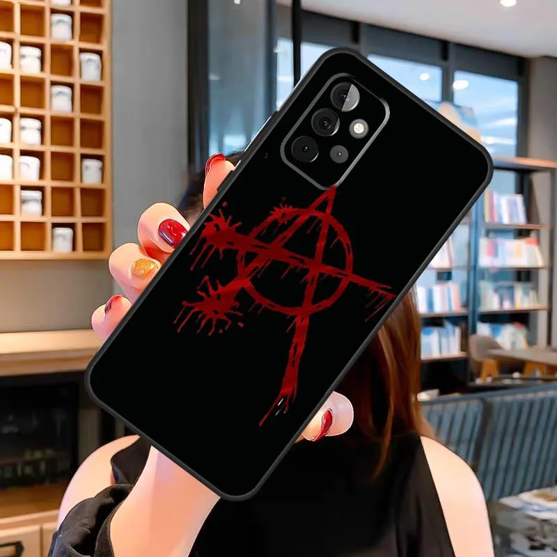 Anarchie symbol ein Fall für Samsung Galaxy A14 A34 A54 A13 A33 A53 A73 A52S A51 A71 A12 A22 A32 A42 A52 Abdeckung
