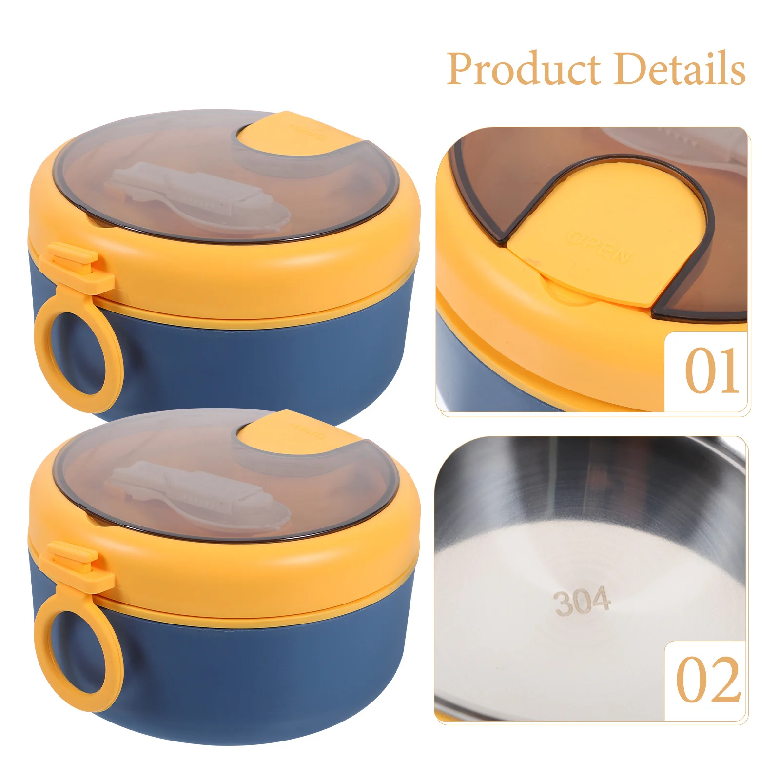 

Stainless Steel Ramen Bowl Large Capacity Portable Food Container For Outdoor Hiking Camping Bento Lunch Box Adult Meal