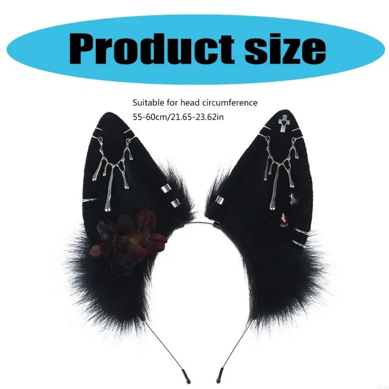 270D Accessori per capelli per i copricapo unici per l'orecchio del per amanti degli anime e riunioni a tema