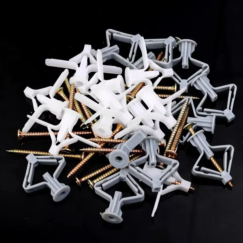 10/50Sets Aircraft Type Expansion Screw Self-Drilled Anti Rotate Gypsum Board Fixings Screws Drywall Anchor Kits Hardware Supply