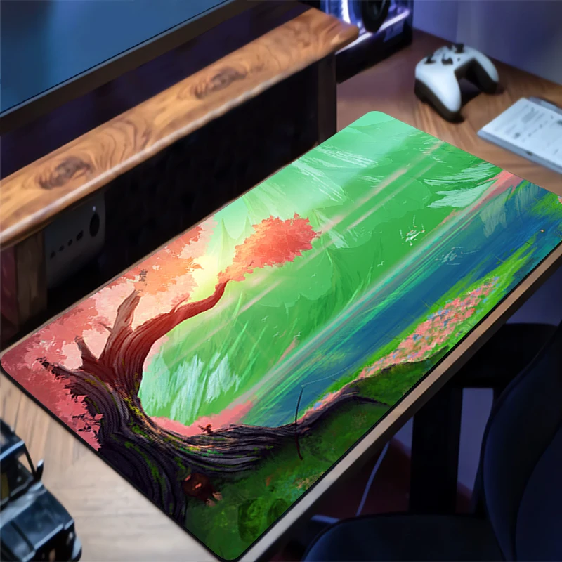 

Gaming Mouse Pad Natural Landscape Design Non-slip Rubber Sewn Edge Desk Mat Keyboard Pad Gamers And Office Work Mousepad