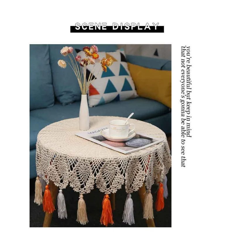 New Bohemian style home retro tablecloth fringed woven wall decoration hanging