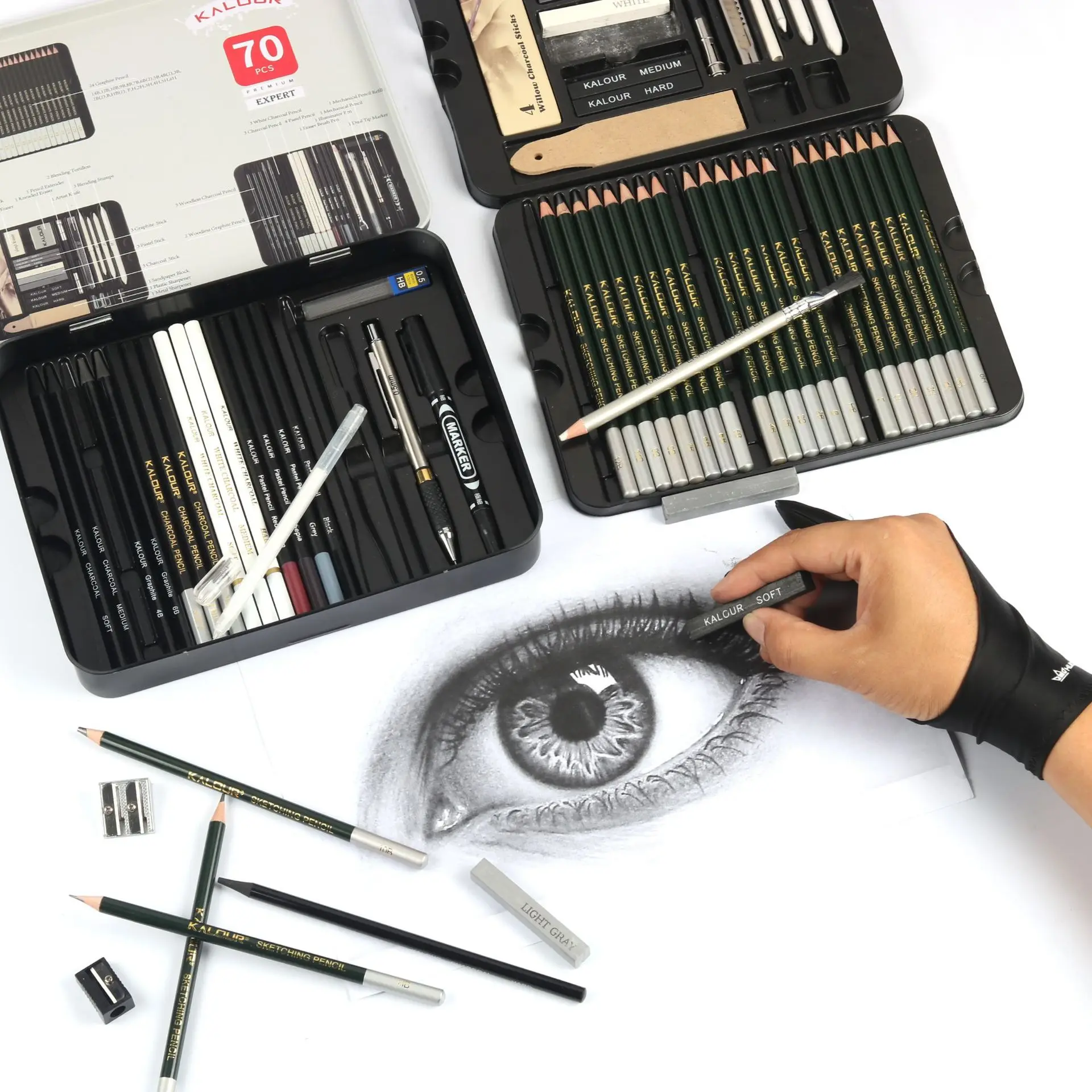 70Pcs Professional Drawing Sketching Pencils Set Graphite Charcoal Pencil Wood Pencil Drawing Supplies Sketching Artist Supplies image 5